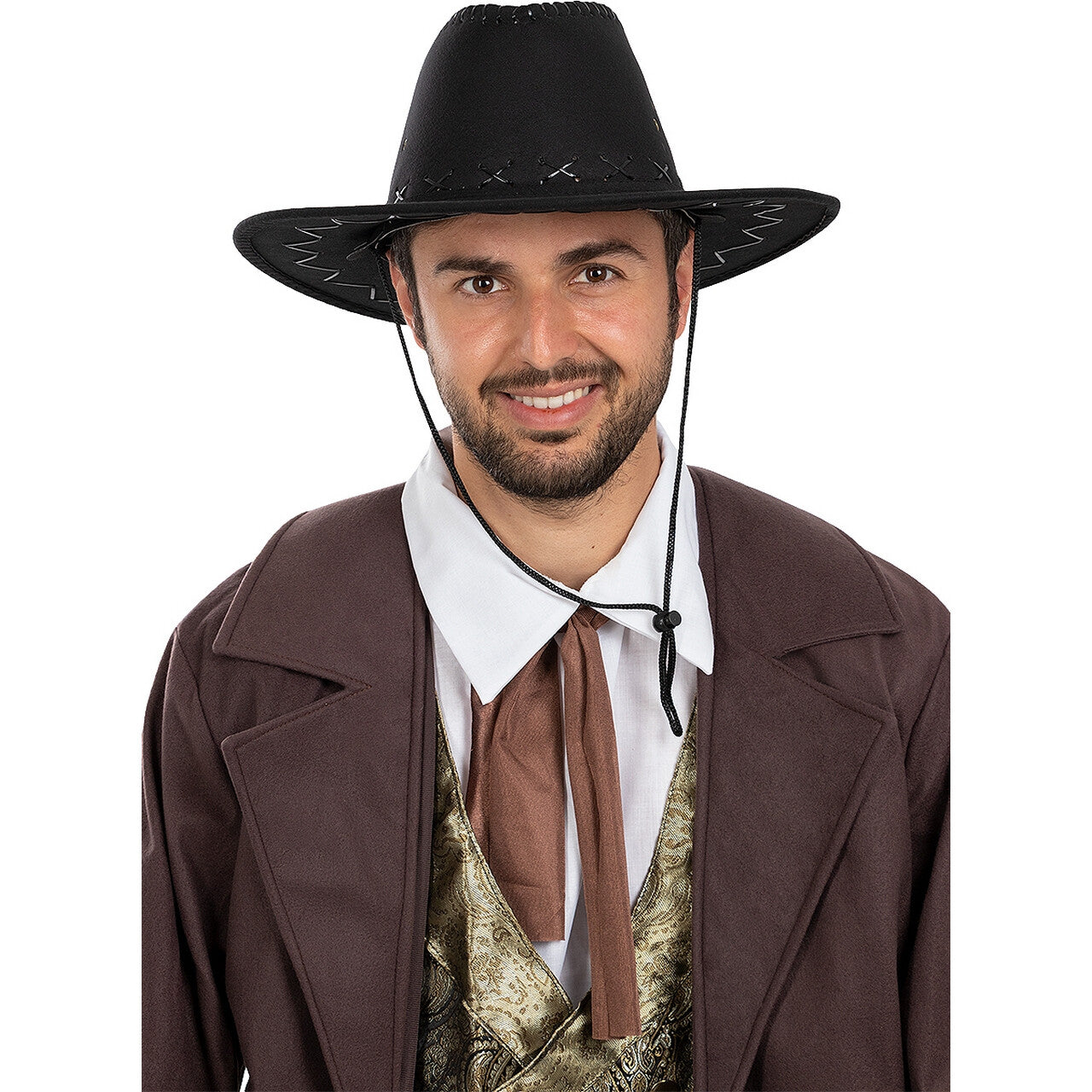 Op deze afbeelding zie je een Accessoires, van het merk Funidelia. Zwarte Handsome Cowboy Hoed