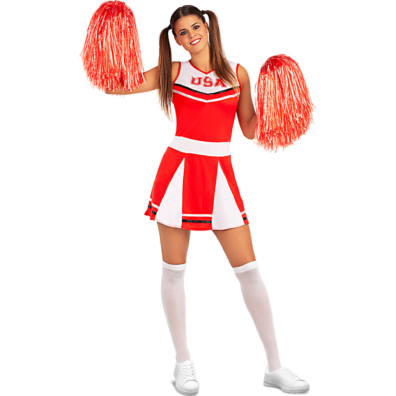 Op deze afbeelding zie je een Accessoires, van het merk Funidelia. Rode Cheerleader Pompon 1 Stuk