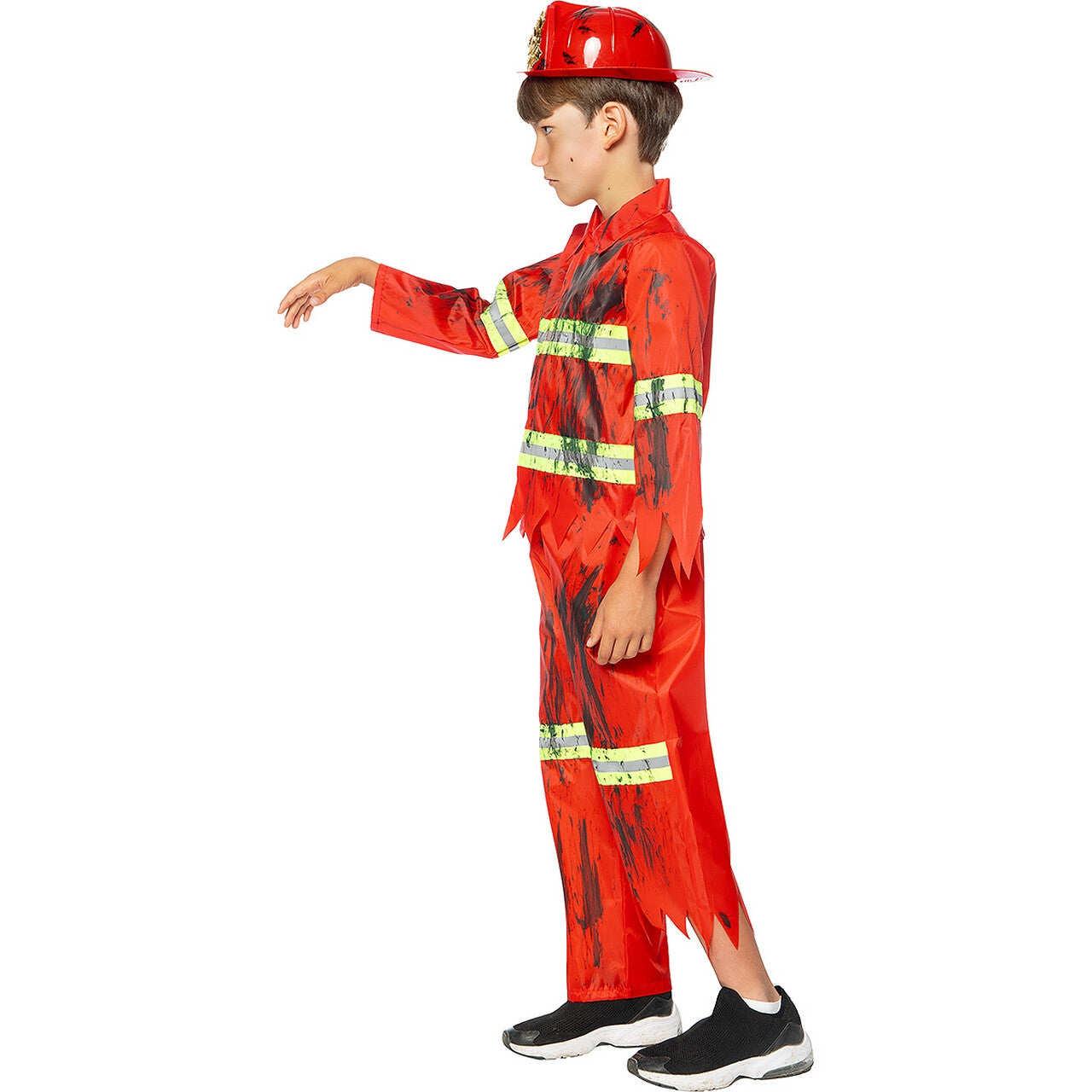 Op deze afbeelding zie je een Kostuums, van het merk Funidelia. Bloedblusser Brandweer Zombie Kind Kostuum