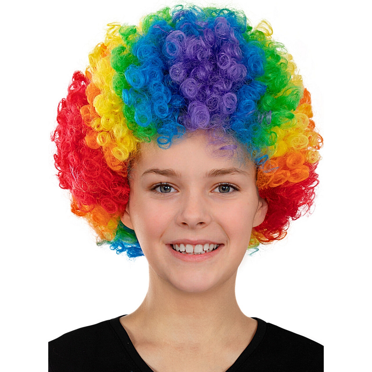 Op deze afbeelding zie je een Accessoires, van het merk Funidelia. Regenboog Krullenpruik