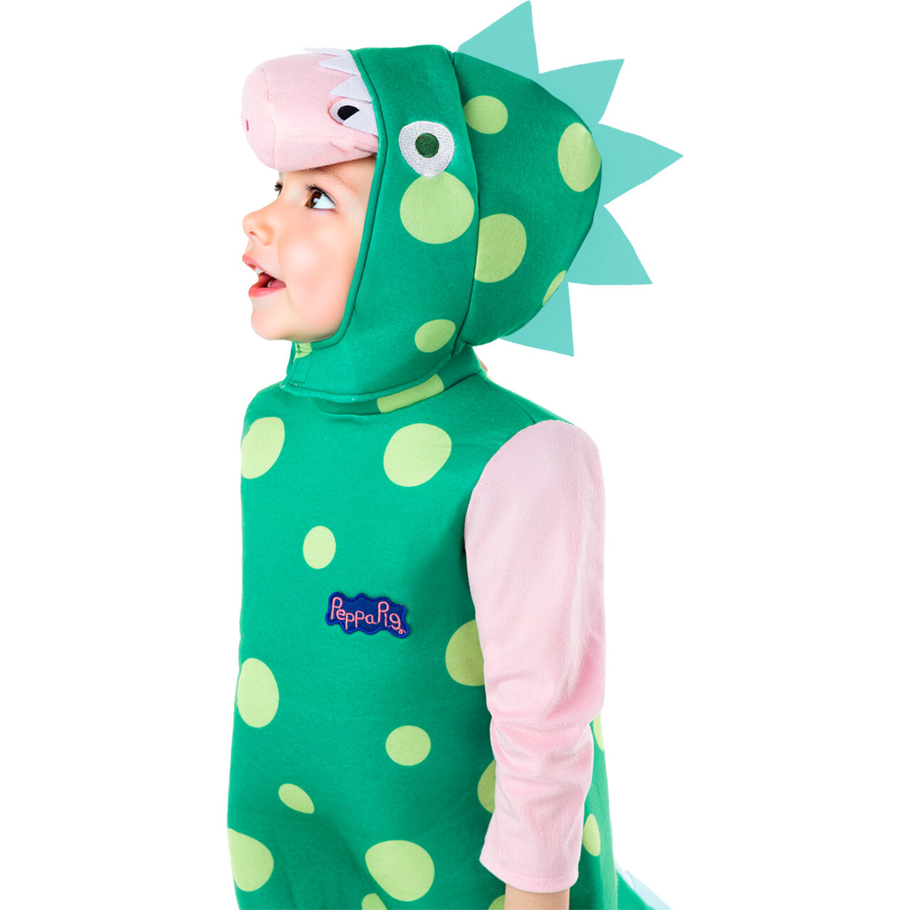Op deze afbeelding zie je een Kostuums, van het merk Funidelia. Varkentje George Peppa Pig Dino Kind Kostuum