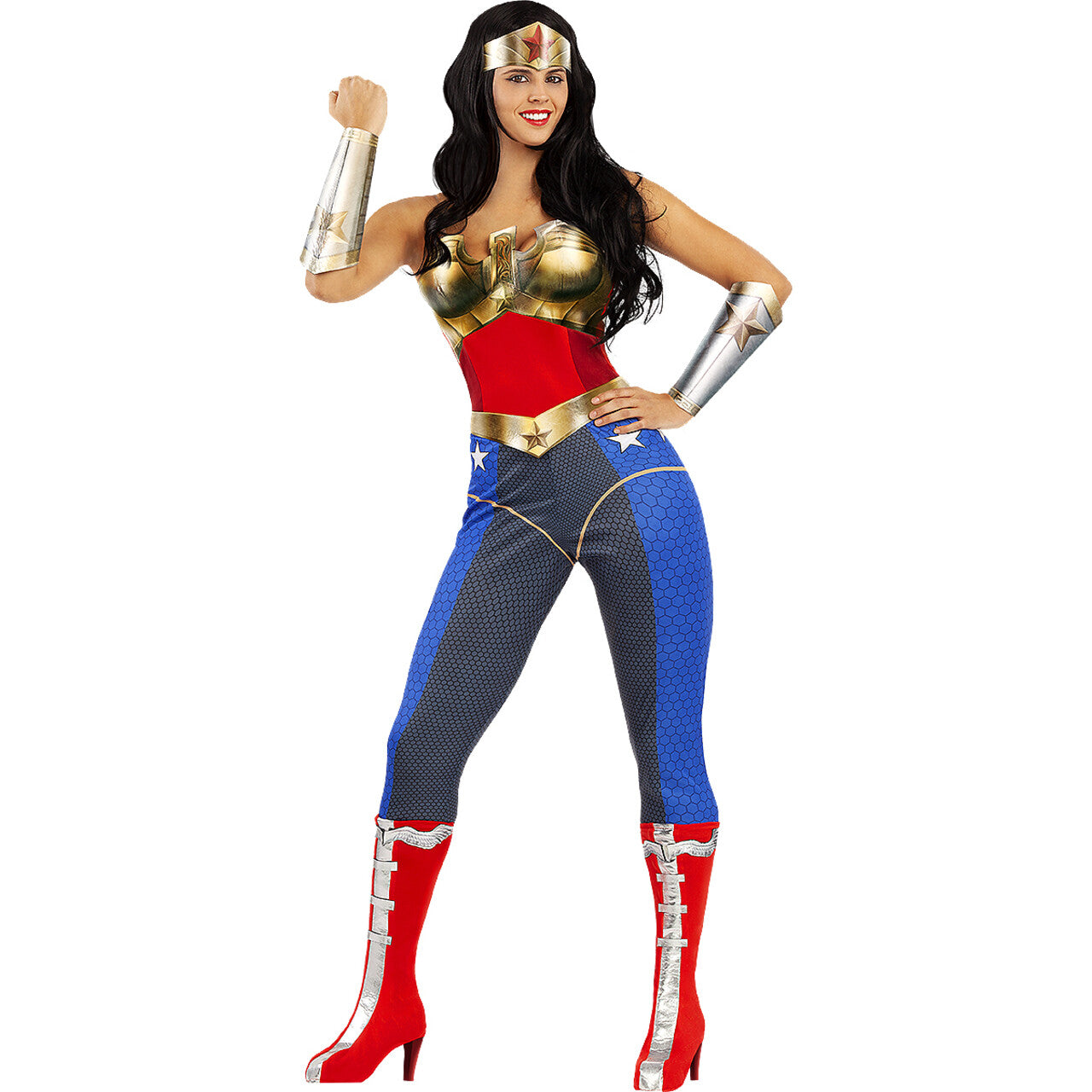 Op deze afbeelding zie je een Kostuums, van het merk Funidelia. Woeste Wonder Woman Vrouw Kostuum