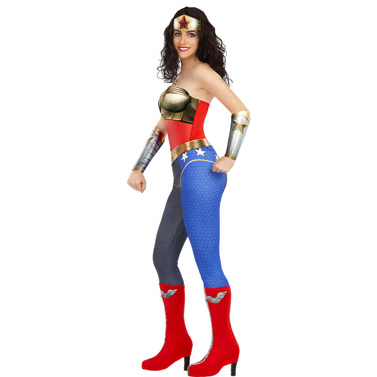 Op deze afbeelding zie je een Kostuums, van het merk Funidelia. Woeste Wonder Woman Vrouw Kostuum