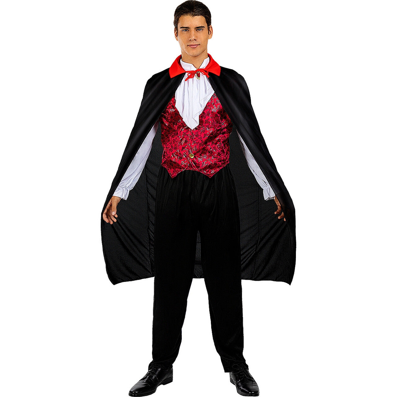 Op deze afbeelding zie je een Kostuums, van het merk Funidelia. Black Vampire Cape 110 Centimeter