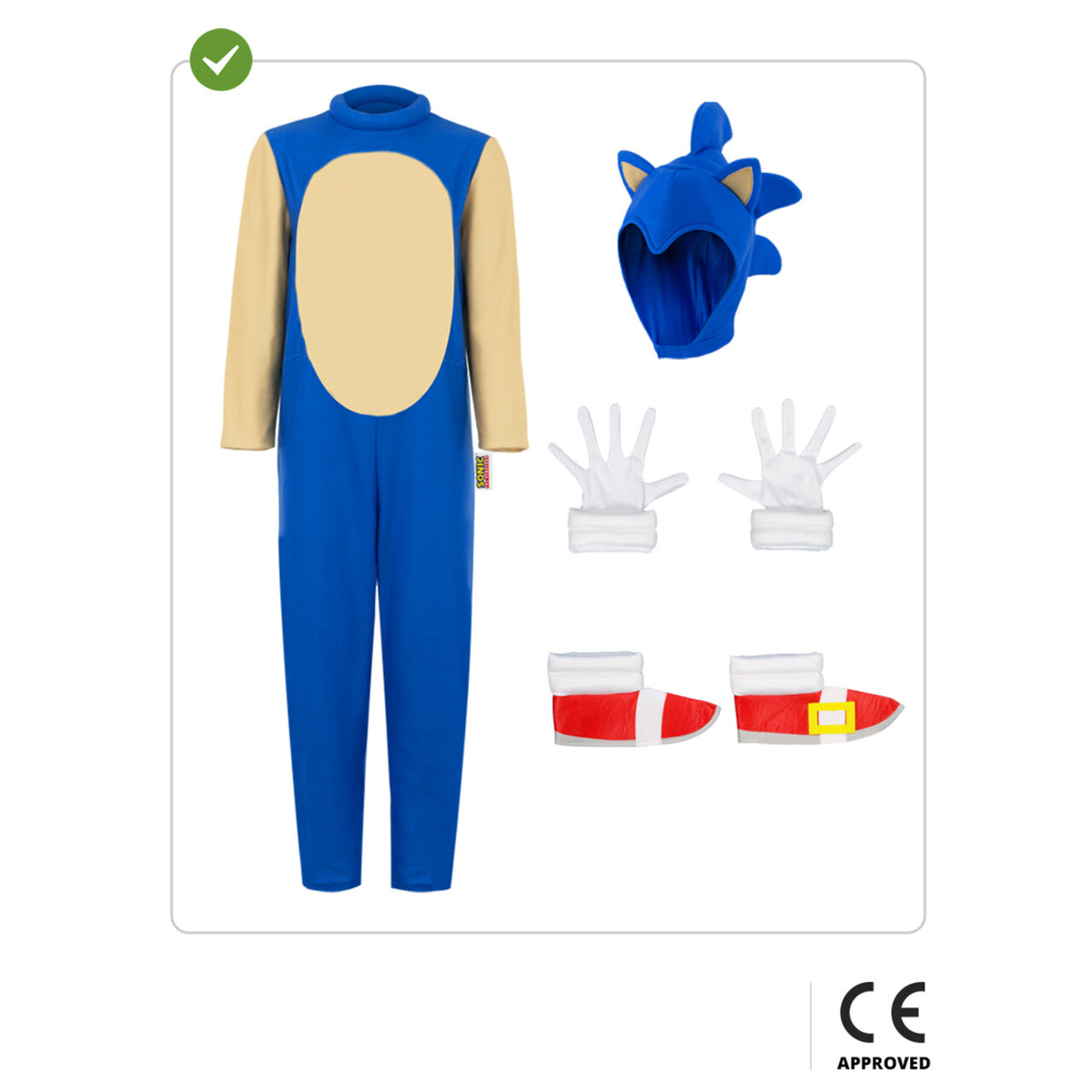 Op deze afbeelding zie je een Kostuums, van het merk Funidelia. Deluxe Razendsnelle Sonic™ Kind Kostuum