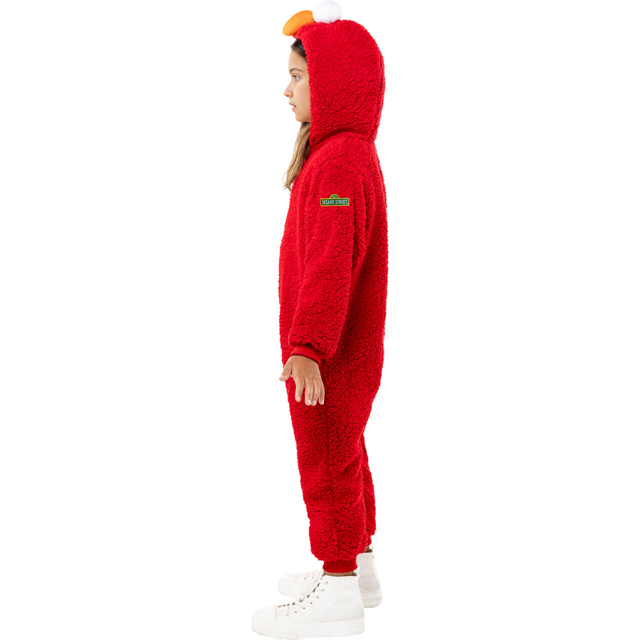 Op deze afbeelding zie je een Kostuums, van het merk Funidelia. Mega Comfy Elmo Sesamstreet Onesie Kind Kostuum