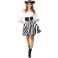 Piraat Black And White Stripe Vrouw Kostuum