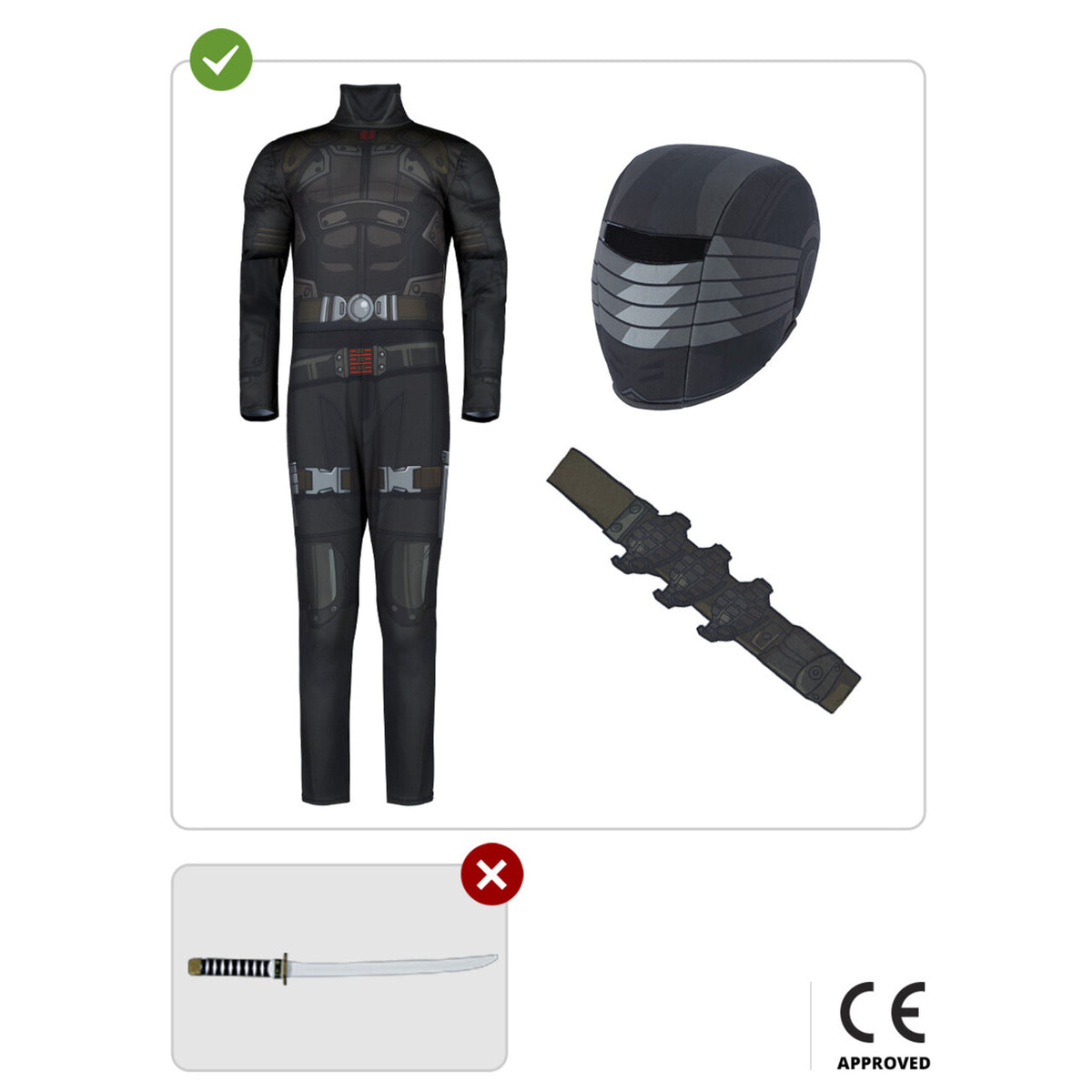 Op deze afbeelding zie je een Kostuums, van het merk Funidelia. Black Snake Eyes G IJoe Kind Kostuum