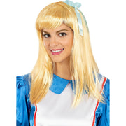 Op deze afbeelding zie je een Accessoires, van het merk Funidelia. Sweet Alice Pruik Blond Met Blauwe Strik