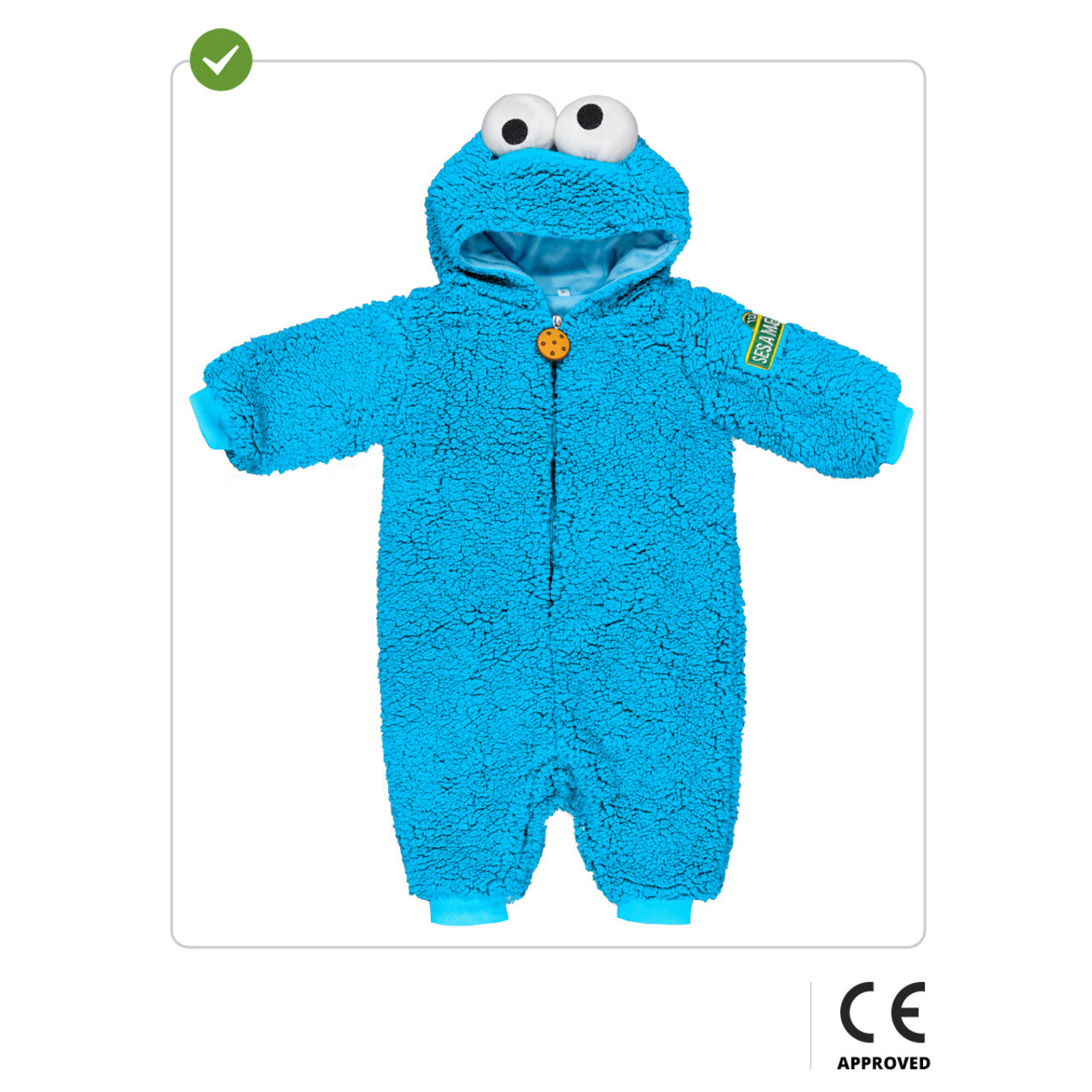 Op deze afbeelding zie je een Kostuums, van het merk Funidelia. Hungry Cookie Monster Sesamstraat Kind Kostuum