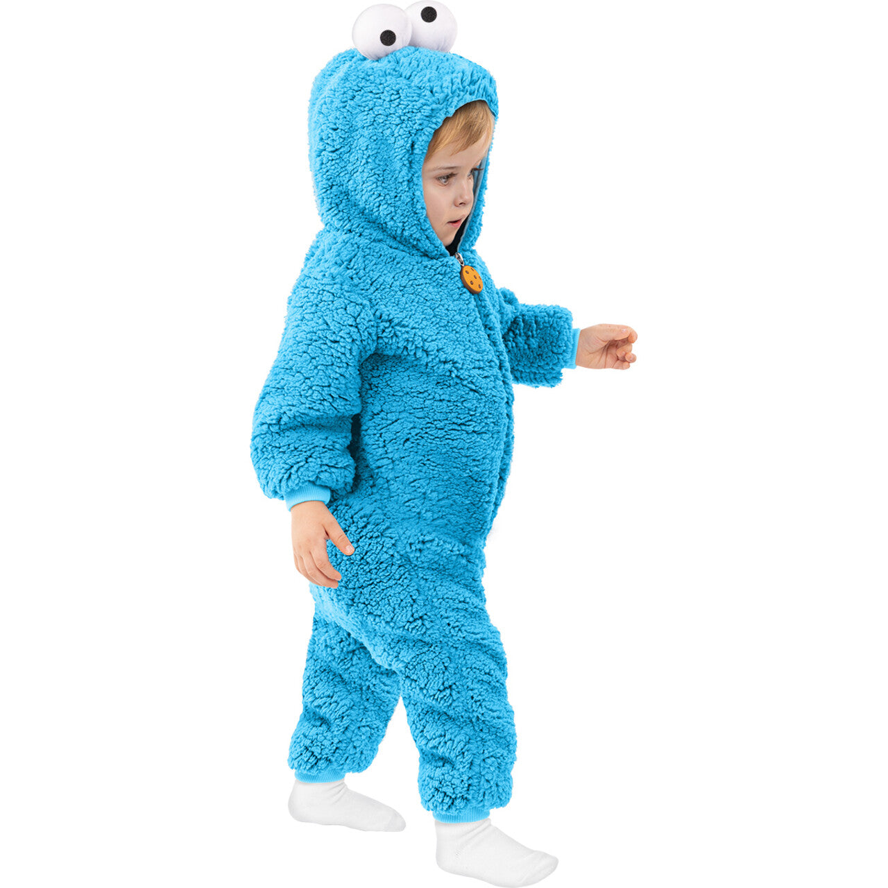 Op deze afbeelding zie je een Kostuums, van het merk Funidelia. Hungry Cookie Monster Sesamstraat Kind Kostuum