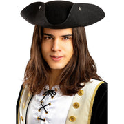 Op deze afbeelding zie je een Accessoires, van het merk Funidelia. Zwarte Driesteek Hoed Piraat