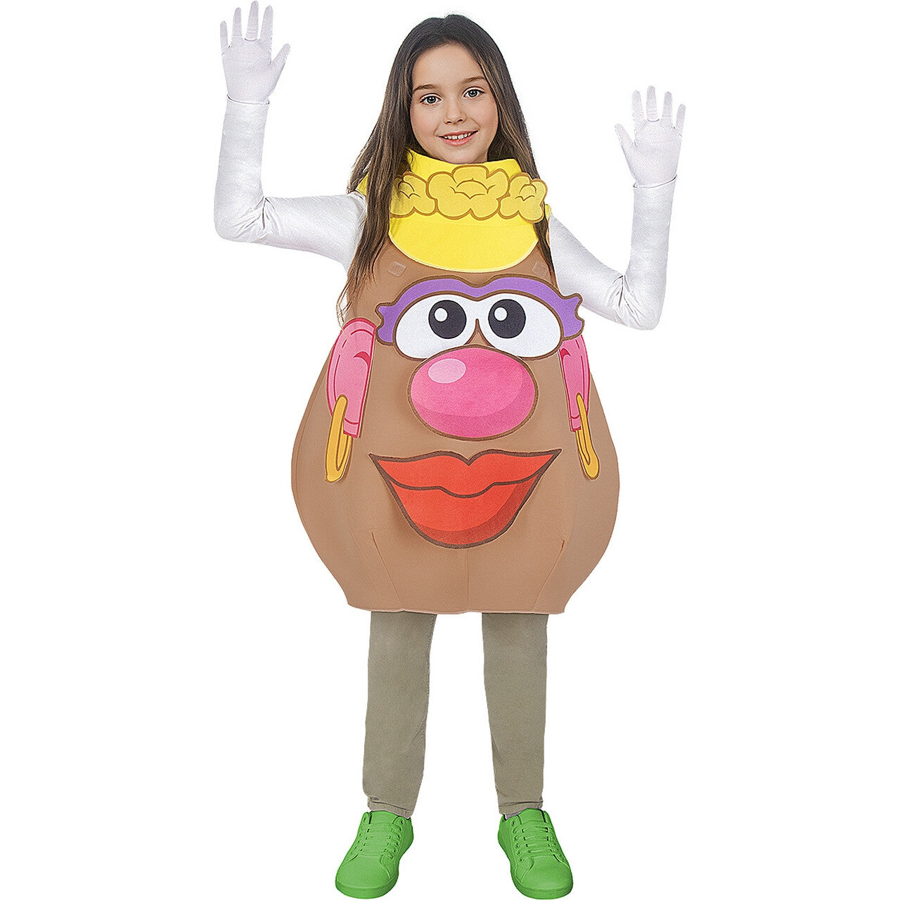 Op deze afbeelding zie je een Kostuums, van het merk Funidelia. Meneer Of Mevrouw Krieltjes Hoofd Kind Kostuum