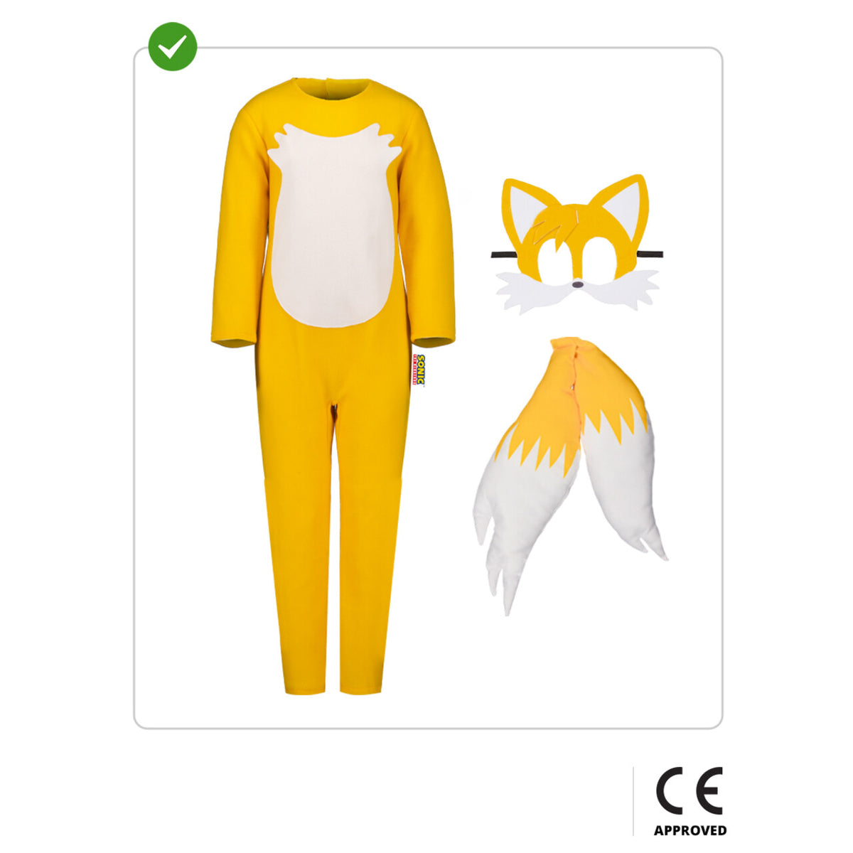 Op deze afbeelding zie je een Kostuums, van het merk Funidelia. Yellow Tails Sonic Kind Kostuum