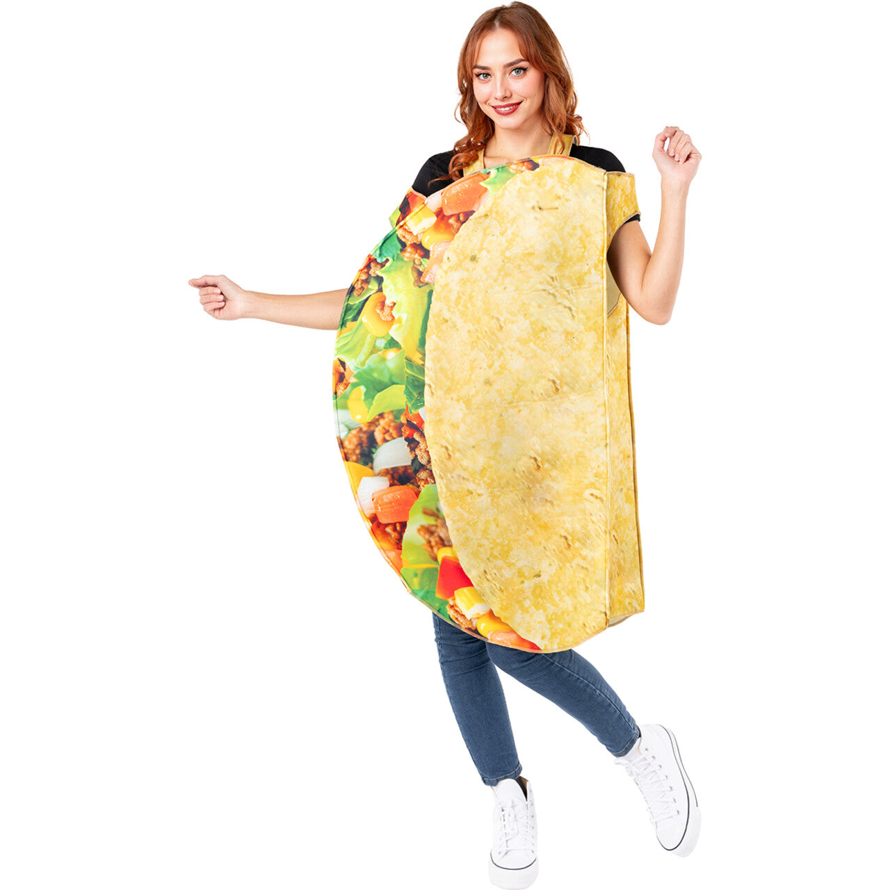 Op deze afbeelding zie je een Kostuums, van het merk Funidelia. Smakelijke Knapperige Taco Unisex Kostuum