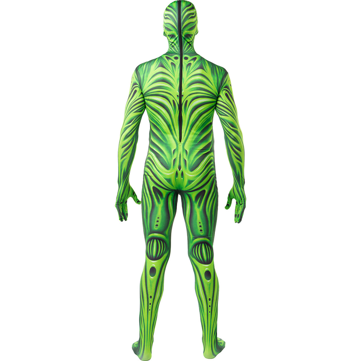 Op deze afbeelding zie je een Kostuums, van het merk Funidelia. Green Alien Monster Second Skin Man Kostuum