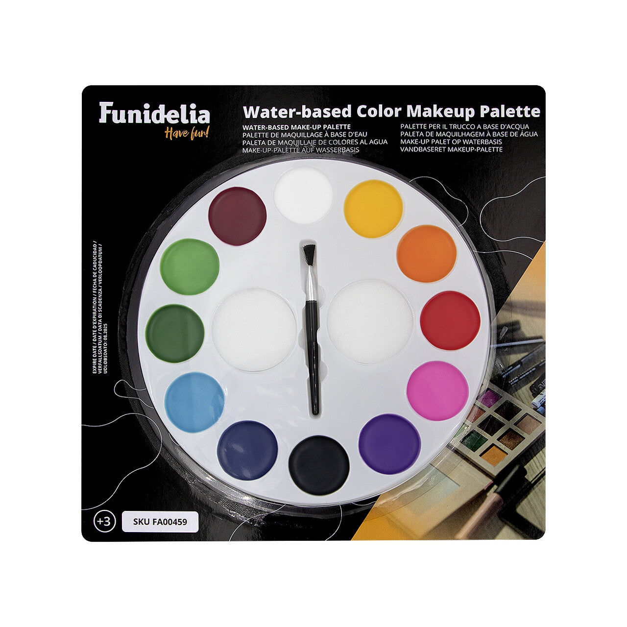 Op deze afbeelding zie je een Accessoires, van het merk Funidelia. Veelkleurige Make-Up Palette 12 Kleuren Waterbasis