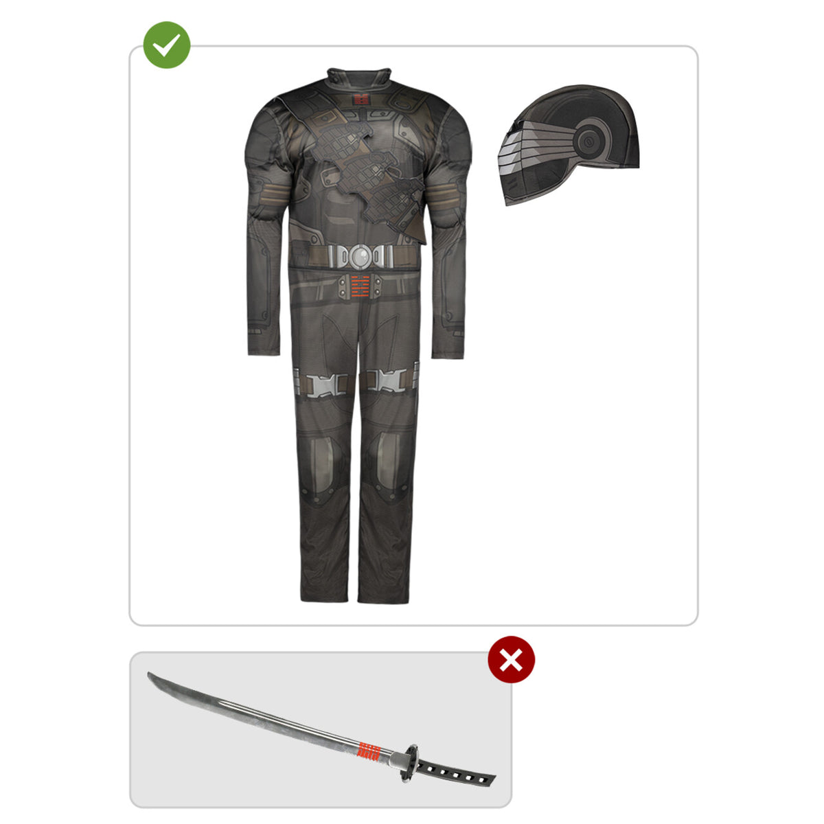 Op deze afbeelding zie je een Kostuums, van het merk Funidelia. Warrior Snake Eyes Gi Joe Man Kostuum