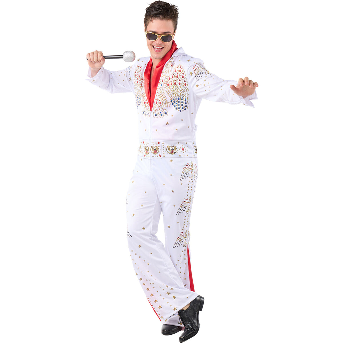 Op deze afbeelding zie je een Kostuums, van het merk Funidelia. Las Vegas Rock N Roll Star Elvis Man Kostuum
