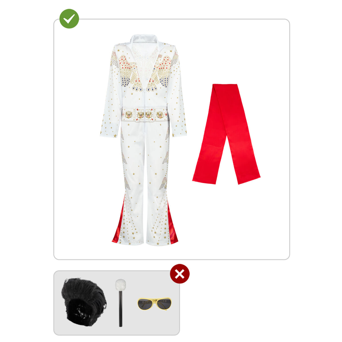 Op deze afbeelding zie je een Kostuums, van het merk Funidelia. Las Vegas Rock N Roll Star Elvis Man Kostuum