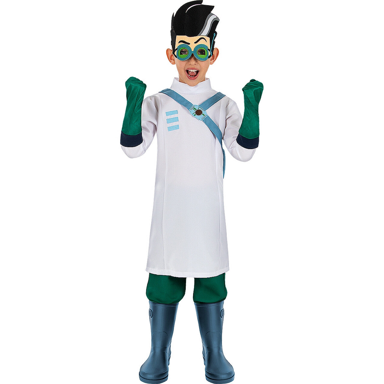 Op deze afbeelding zie je een Kostuums, van het merk Funidelia. Romeo Pj Masks Kwaadaardige Wetenschapper Jongen Kostuum