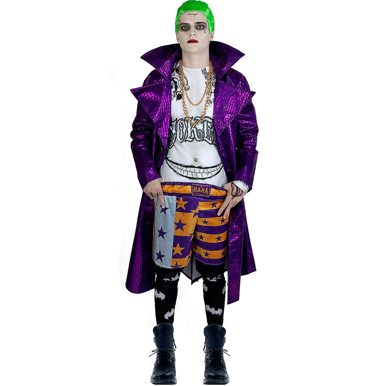 Op deze afbeelding zie je een Kostuums, van het merk Funidelia. Complete Joker Suicide Squad Man Kostuum