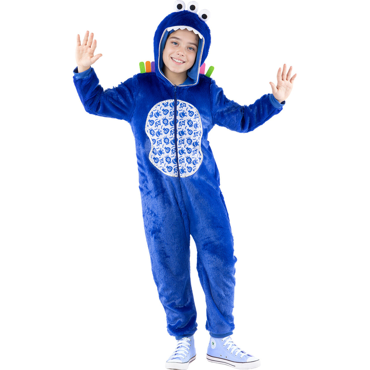 Op deze afbeelding zie je een Kostuums, van het merk Funidelia. Blauw Gezellig Monster Kind Kostuum