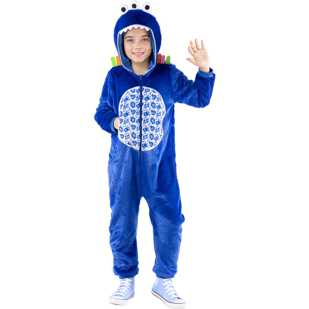Op deze afbeelding zie je een Kostuums, van het merk Funidelia. Blauw Gezellig Monster Kind Kostuum