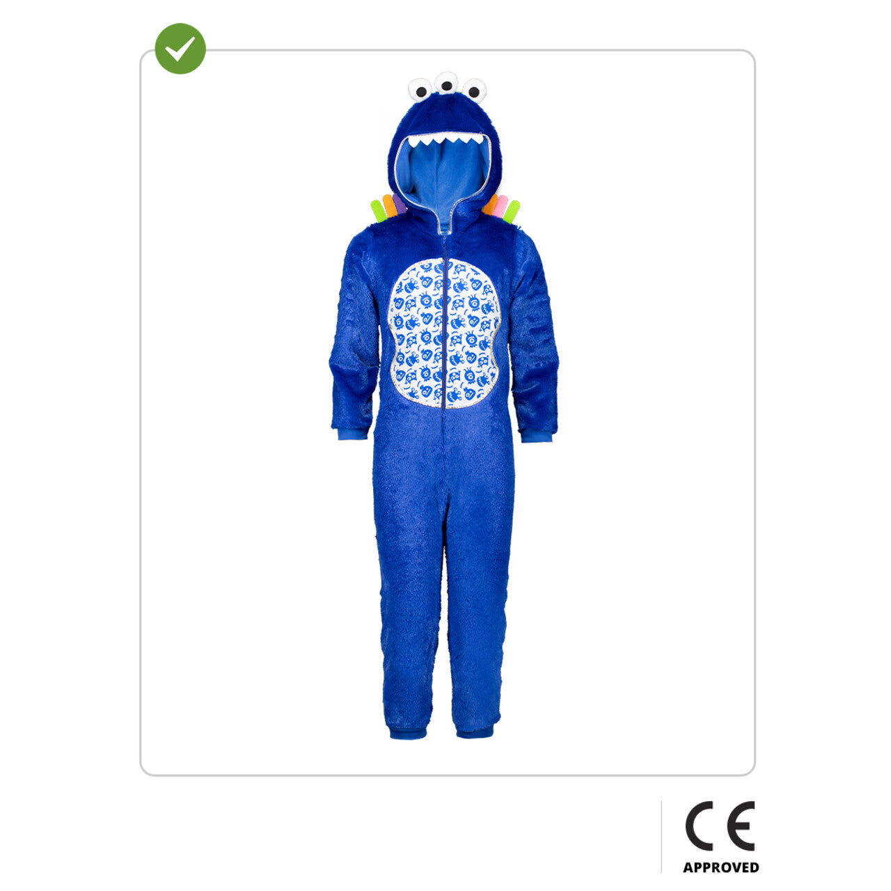 Op deze afbeelding zie je een Kostuums, van het merk Funidelia. Blauw Gezellig Monster Kind Kostuum