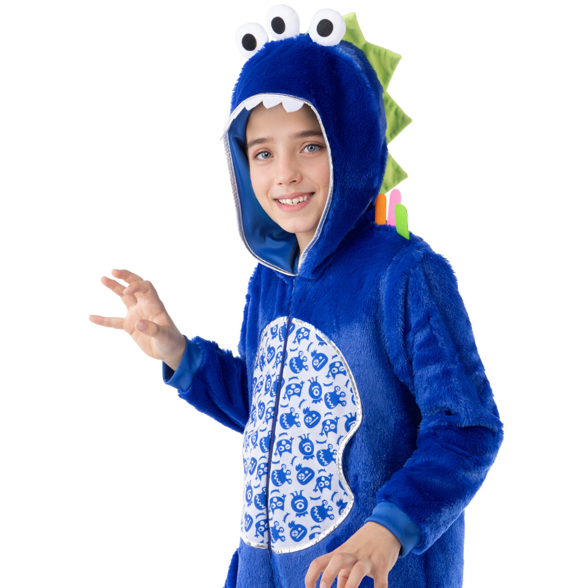 Op deze afbeelding zie je een Kostuums, van het merk Funidelia. Blauw Gezellig Monster Kind Kostuum