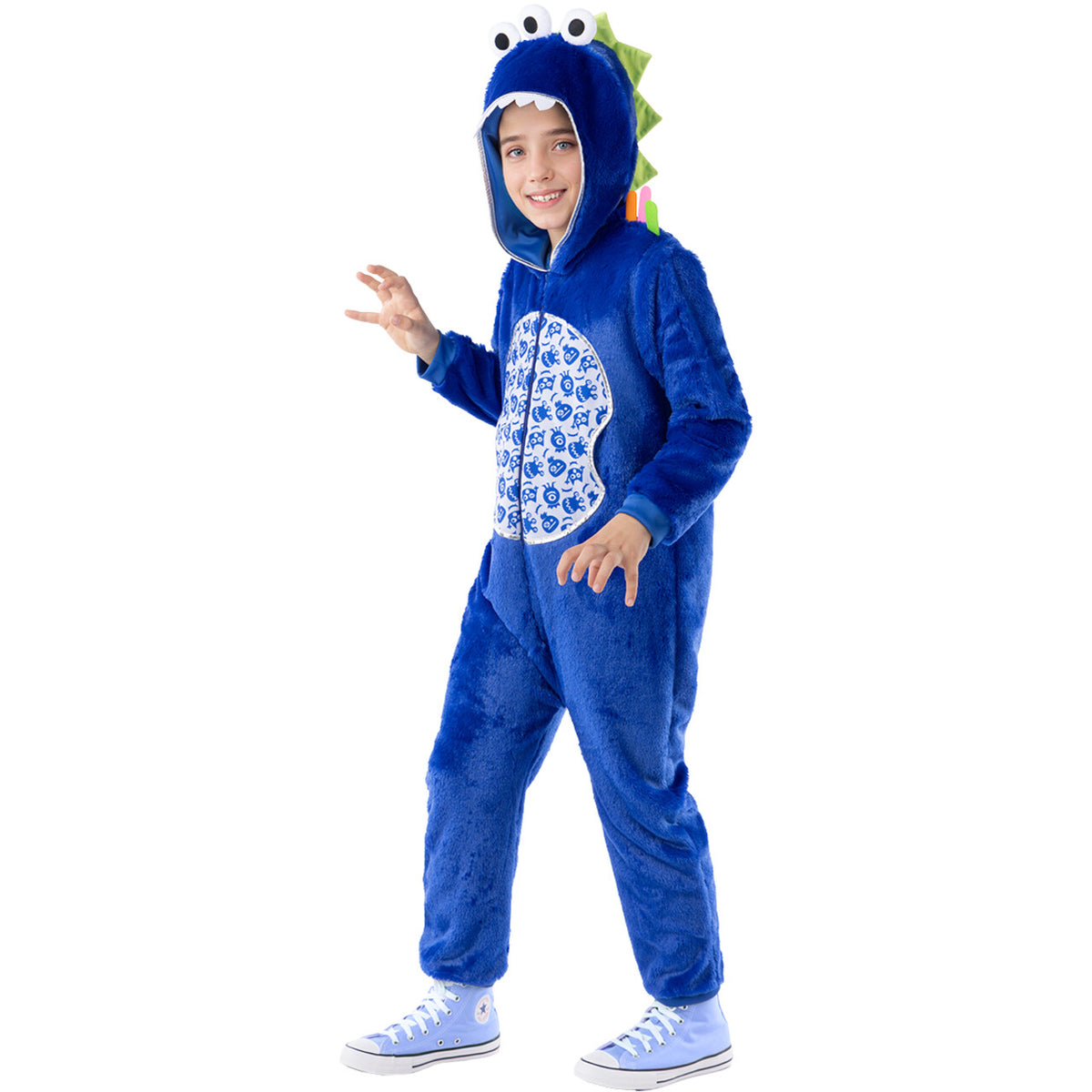 Op deze afbeelding zie je een Kostuums, van het merk Funidelia. Blauw Gezellig Monster Kind Kostuum