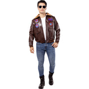 Op deze afbeelding zie je een Kostuums, van het merk Funidelia. Stoere Bruine Top Gun Aviator Jas Man