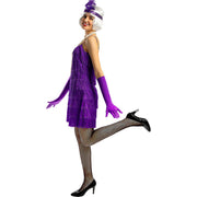 Op deze afbeelding zie je een Kostuums, van het merk Funidelia. Jaren 20 Paarse Flapper Violetta Vrouw Kostuum