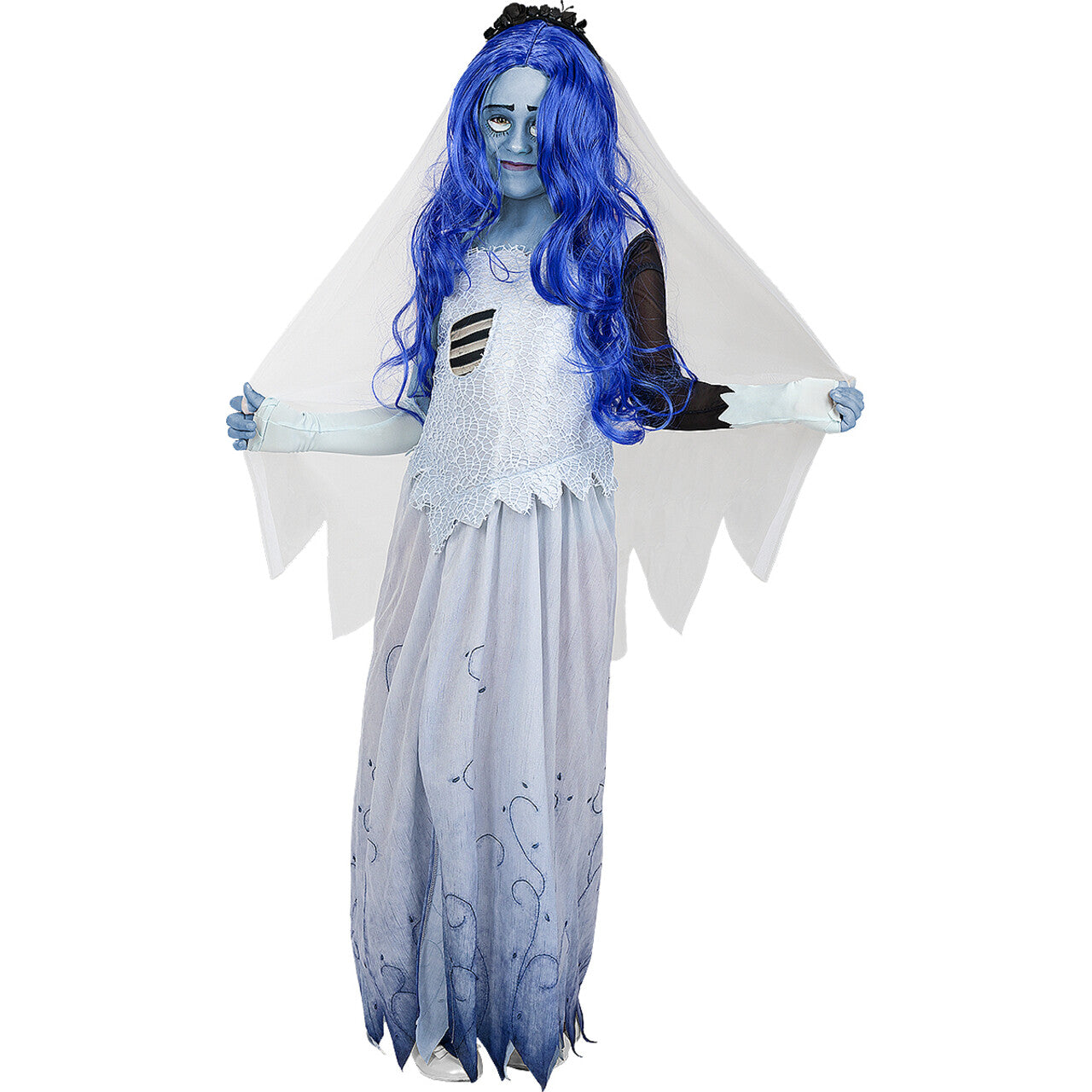 Op deze afbeelding zie je een Accessoires, van het merk Funidelia. Fantasy Spook Bruid Pruik Blauw