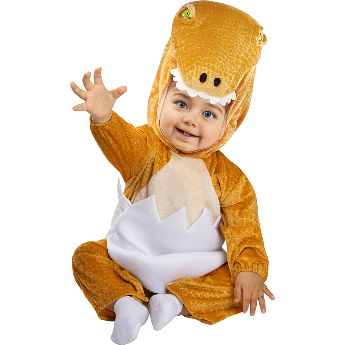 Op deze afbeelding zie je een Kostuums, van het merk Funidelia. Newborn Dino Onesie Kind Kostuum