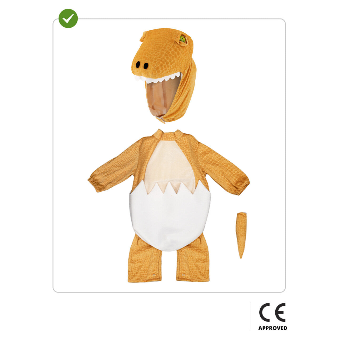 Op deze afbeelding zie je een Kostuums, van het merk Funidelia. Newborn Dino Onesie Kind Kostuum