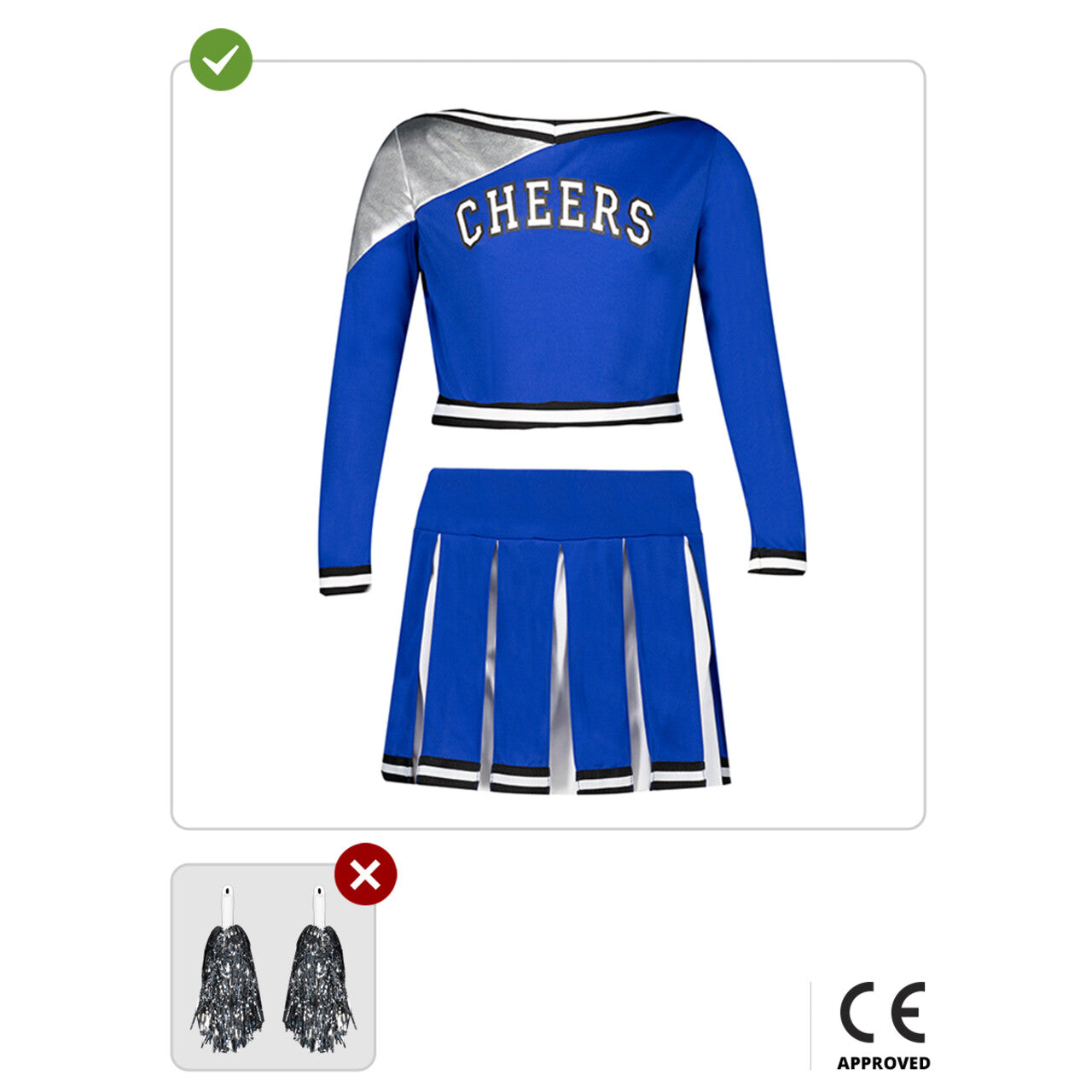 Op deze afbeelding zie je een Kostuums, van het merk Funidelia. USA Cheers Cheerleader Blauw Meisje Kostuum