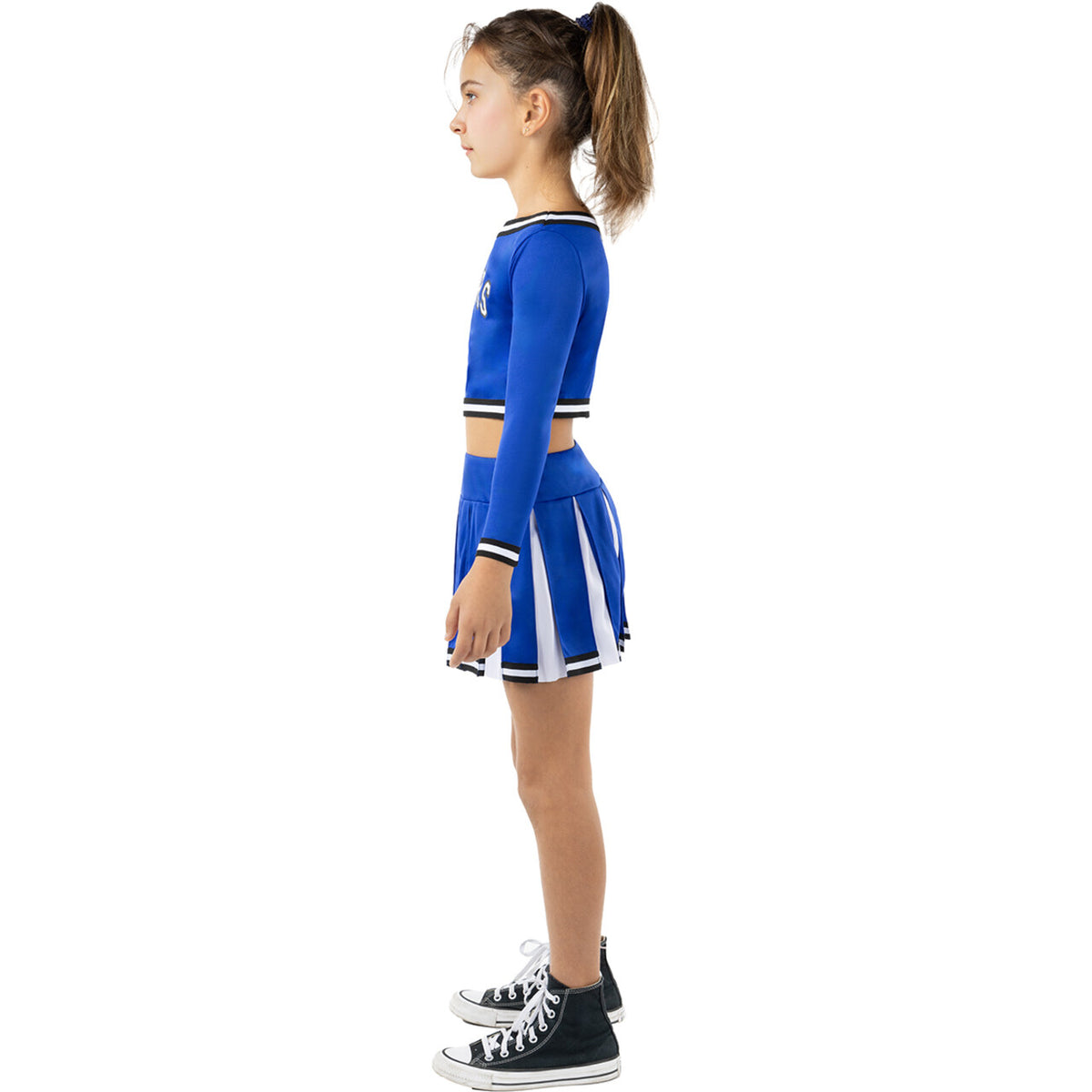 Op deze afbeelding zie je een Kostuums, van het merk Funidelia. USA Cheers Cheerleader Blauw Meisje Kostuum