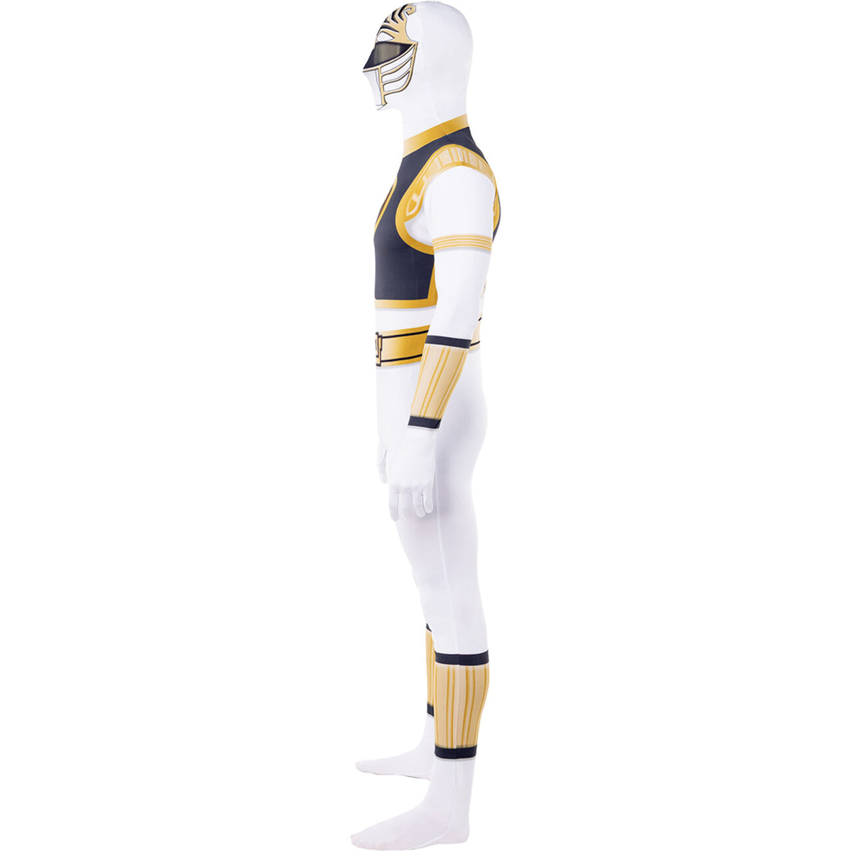 Op deze afbeelding zie je een Kostuums, van het merk Funidelia. White Power Ranger Second Skin Unisex Kostuum