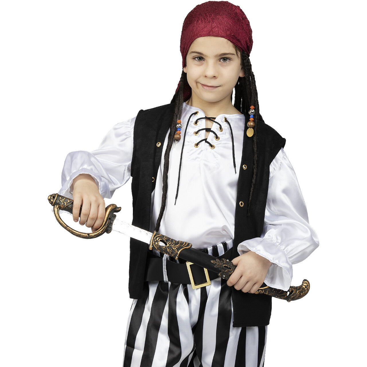 Op deze afbeelding zie je een Accessoires, van het merk Funidelia. Stoere Piraat Bob Bandana Met Dreads Pruik Kind