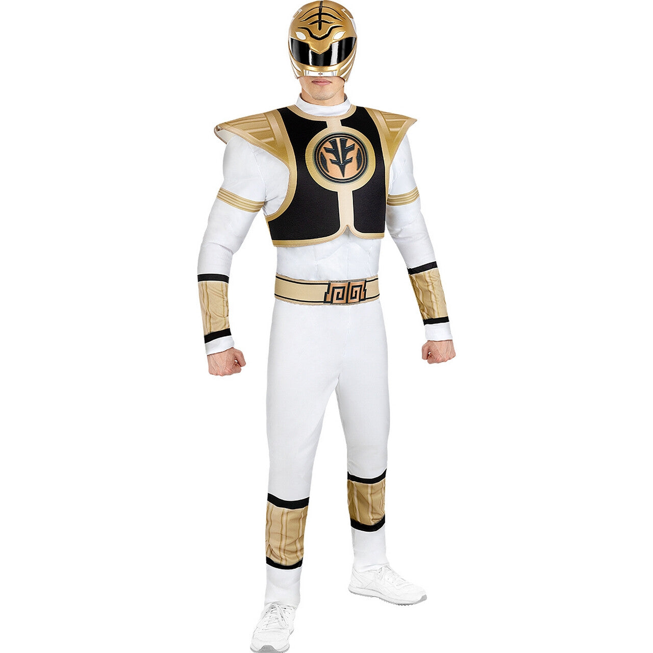 Op deze afbeelding zie je een Kostuums, van het merk Funidelia. Tommy Witte Moedige Power Ranger Man Kostuum