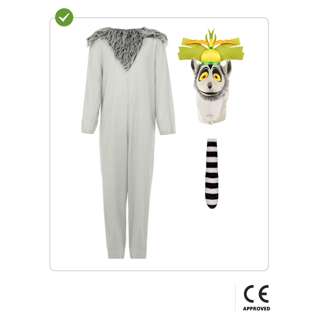 Op deze afbeelding zie je een Kostuums, van het merk Funidelia. Madagascar Ringstaartmaki King Julien Kind Kostuum