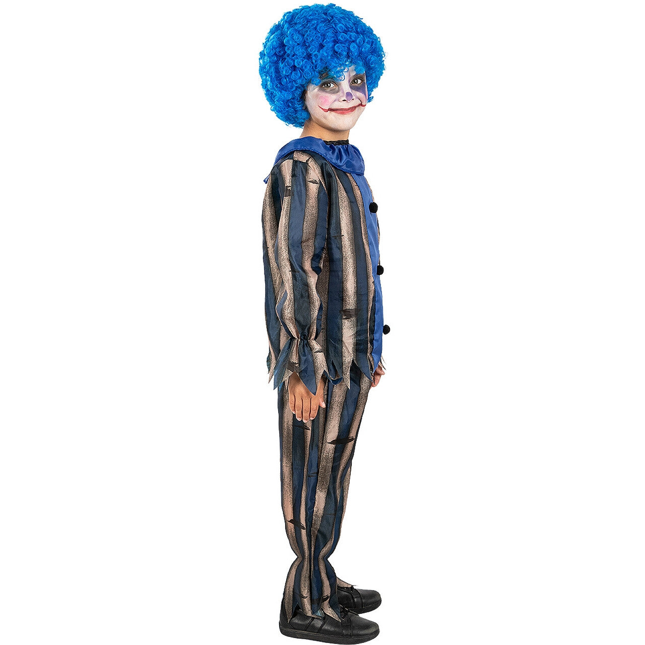 Op deze afbeelding zie je een Kostuums, van het merk Funidelia. Evil Blue Clown Jongen Kostuum