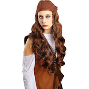 Op deze afbeelding zie je een Accessoires, van het merk Funidelia. Brown Pirate Wig For Women