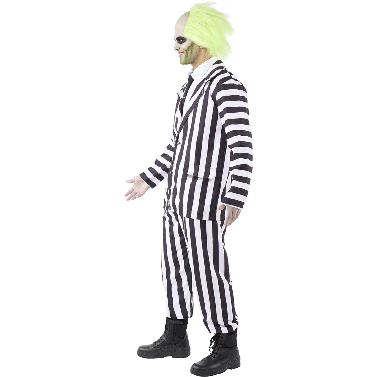 Op deze afbeelding zie je een Kostuums, van het merk Funidelia. Gestreepte Gek Beetlejuice Man Kostuum
