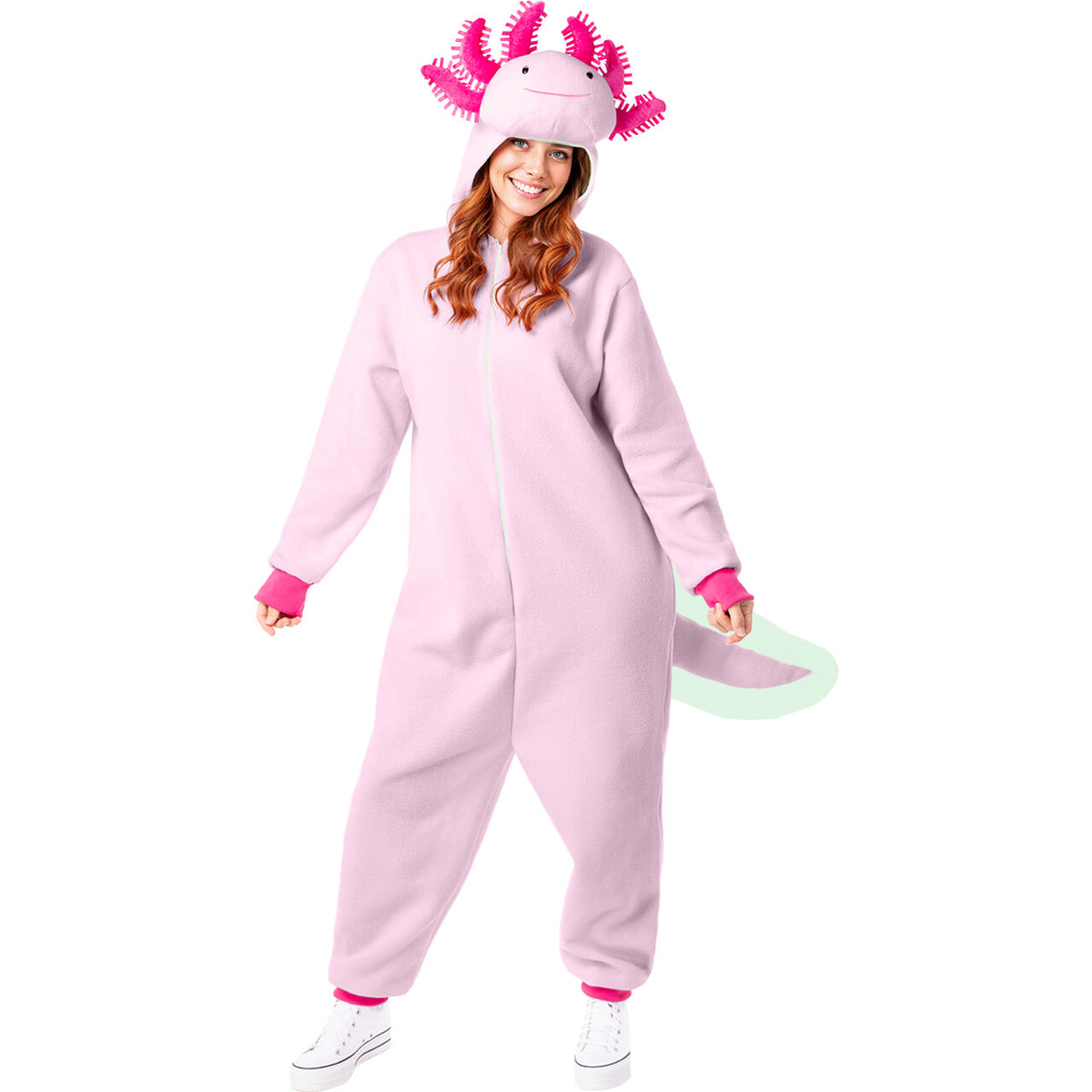 Op deze afbeelding zie je een Kostuums, van het merk Funidelia. Grappige Roze Axolotl Unisex Kostuum