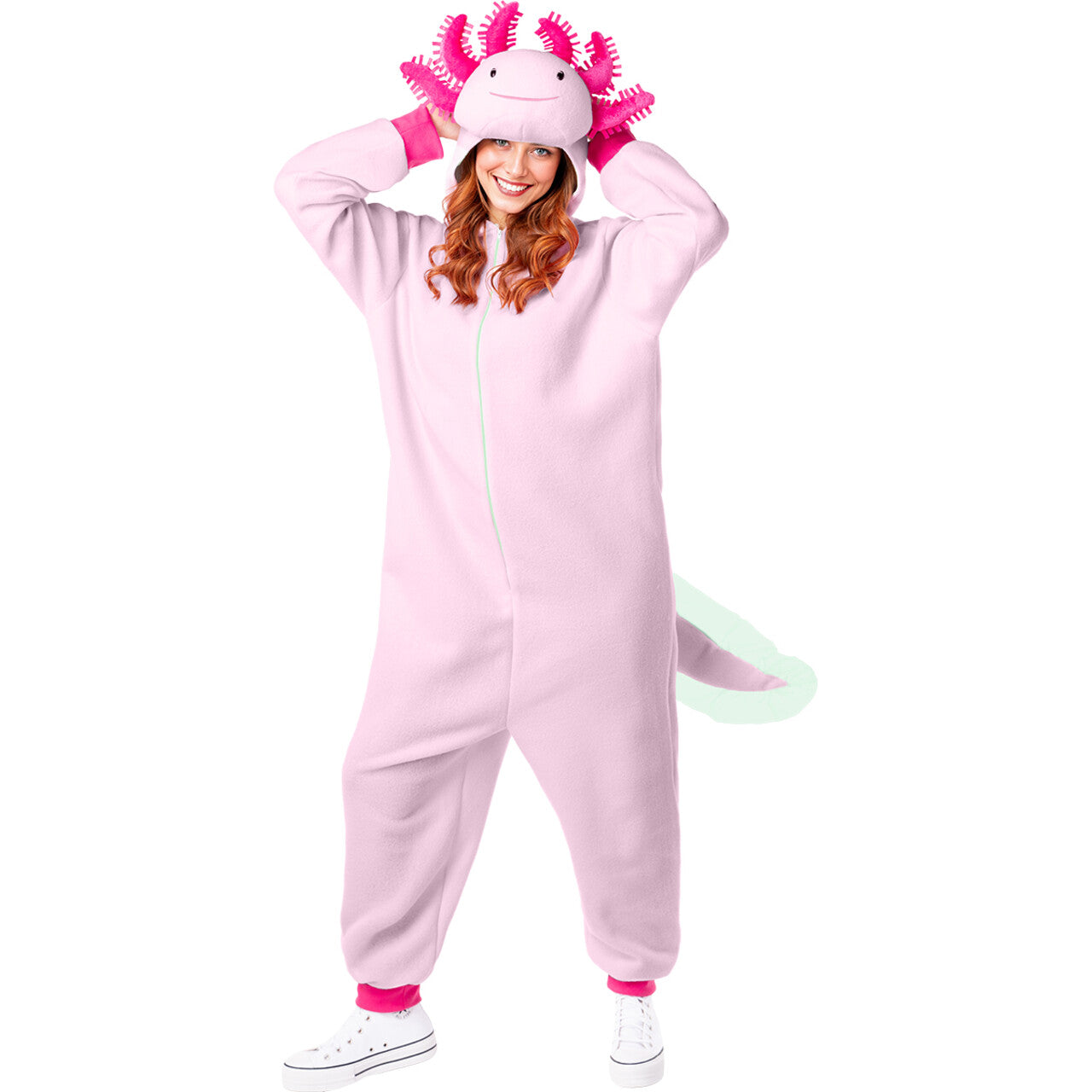 Op deze afbeelding zie je een Kostuums, van het merk Funidelia. Grappige Roze Axolotl Unisex Kostuum