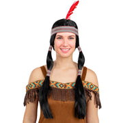 Op deze afbeelding zie je een Accessoires, van het merk Funidelia. Pruik Indiaan Herawiti Met Hoofdband En Veer