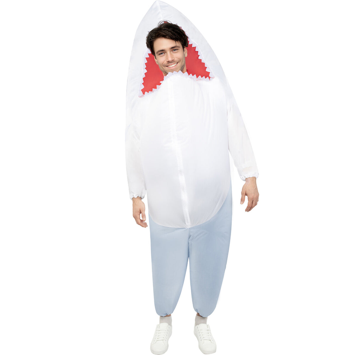 Op deze afbeelding zie je een Kostuums, van het merk Funidelia. Opblaasbaar Shark Attack Unisex Kostuum