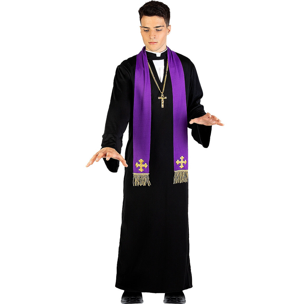 Op deze afbeelding zie je een Kostuums, van het merk Funidelia. The Exorcist Vader Karras Man Kostuum